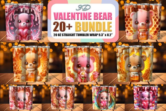 Cute Bear 3D Valentine Tumbler Bundle: A Creative and Practical Gift for All Occasions