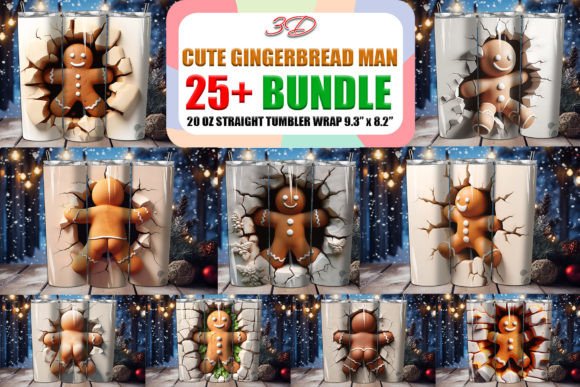 Elevate Holiday Crafts with the Cute Gingerbread Man 3D Tumbler Bundle