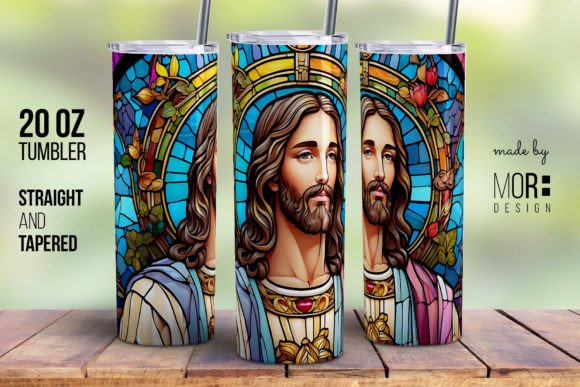 Elevate Your Sublimation Projects with the Stained Glass Jesus Christ Tumbler 3 Design