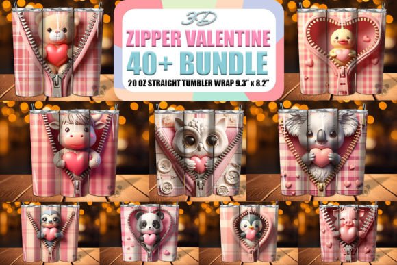 Elevating Custom Gifts with the Cute Zipper 3D Valentine Tumbler Bundle