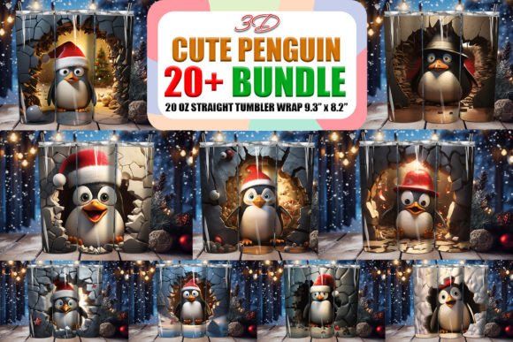 Festive 3D Penguin Tumbler & Ornament Bundle
