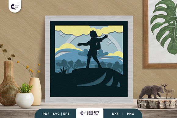 Girl in the Forest 3D Shadow Box SVG