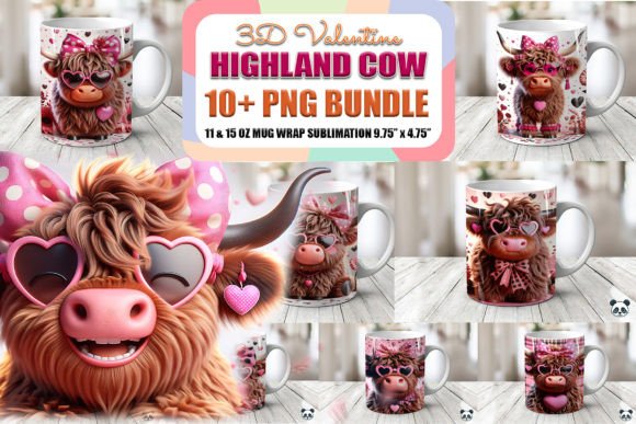 Highland Cow 3D Valentine Mug Bundle