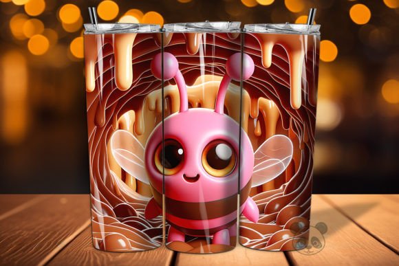 Pink Bee Melting Chocolate 3D Tumbler: A Unique Design for Sublimation Enthusiasts