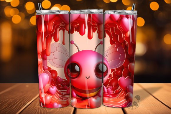 Pink Bee Melting Hearts 3D Tumbler Wrap: A Creative Solution for Personalized Drinkware