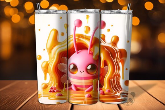 Pink Bee Melting Honey 3D Tumbler Wrap: A Creative and Practical Design Solution