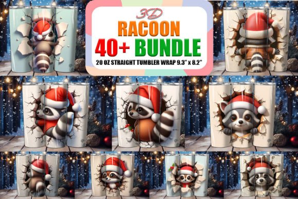 Racoon 3D Christmas Tumbler Wrap Bundle