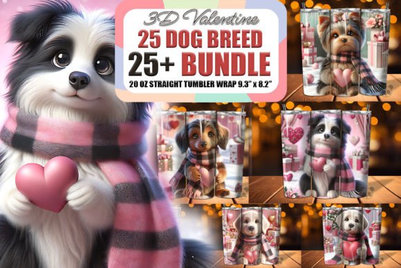 Valentine Dog 3D Tumbler Wrap Bundle
