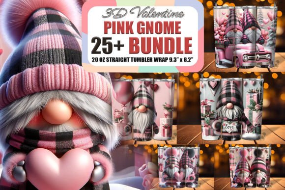 Valentine Gnome 3D Tumbler Wrap Bundle