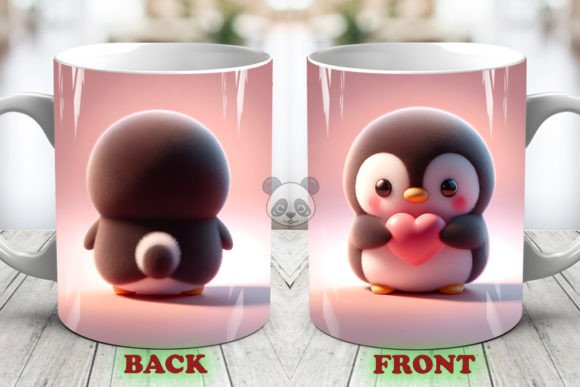 Valentine Penguin 3D Mug Wrap: A Playful Design
