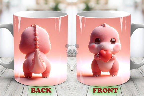 Valentine T-rex 3D Mug Wrap Both Side Design