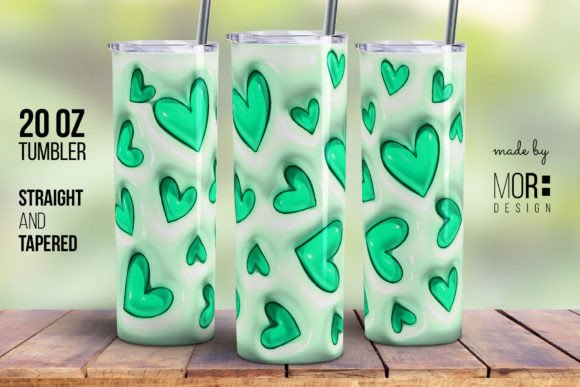 Valentine Tumbler Wrap Design Green PNG