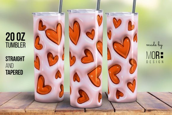 Valentine Tumbler Wrap Design Orange PNG